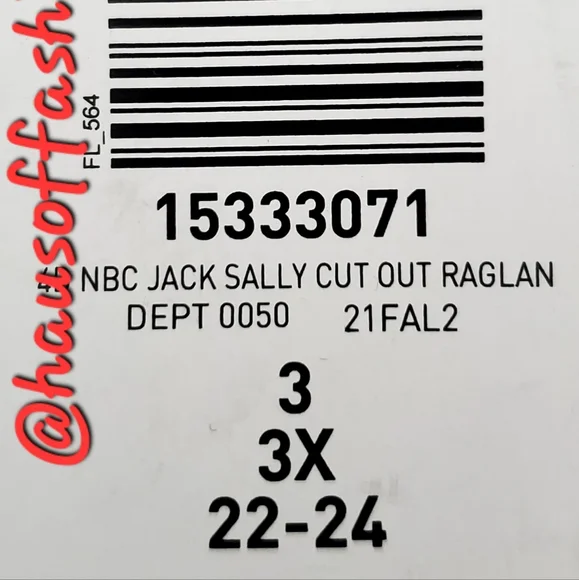 TORRID NMBC Jack Skellington & Sally Patches Choker Neck Raglan Top! NWT! - Picture 7 of 7